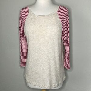 Gap Pink Stripe Baseball Thermal Tee